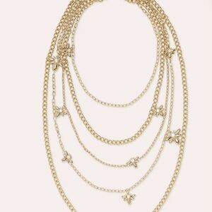Ramy Brook Gold Multi-Layer Necklace with Floral Charms. Never worn